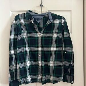 Tommy Hilfiger Green Plaid Flannel Button Up shirt, size small